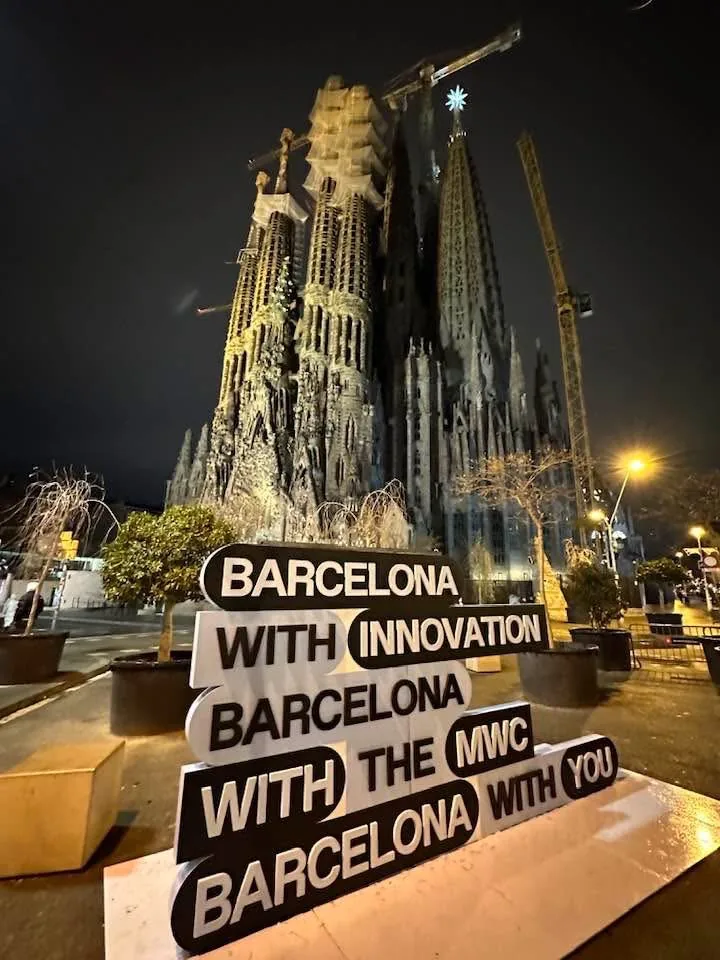 Barcelona Sagrada Família illuminated at night