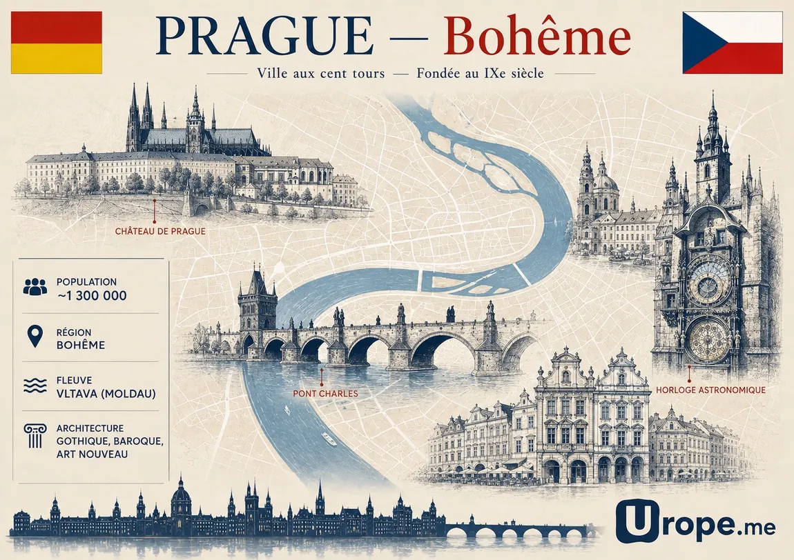 Editorial architecture infographic concept for Prague