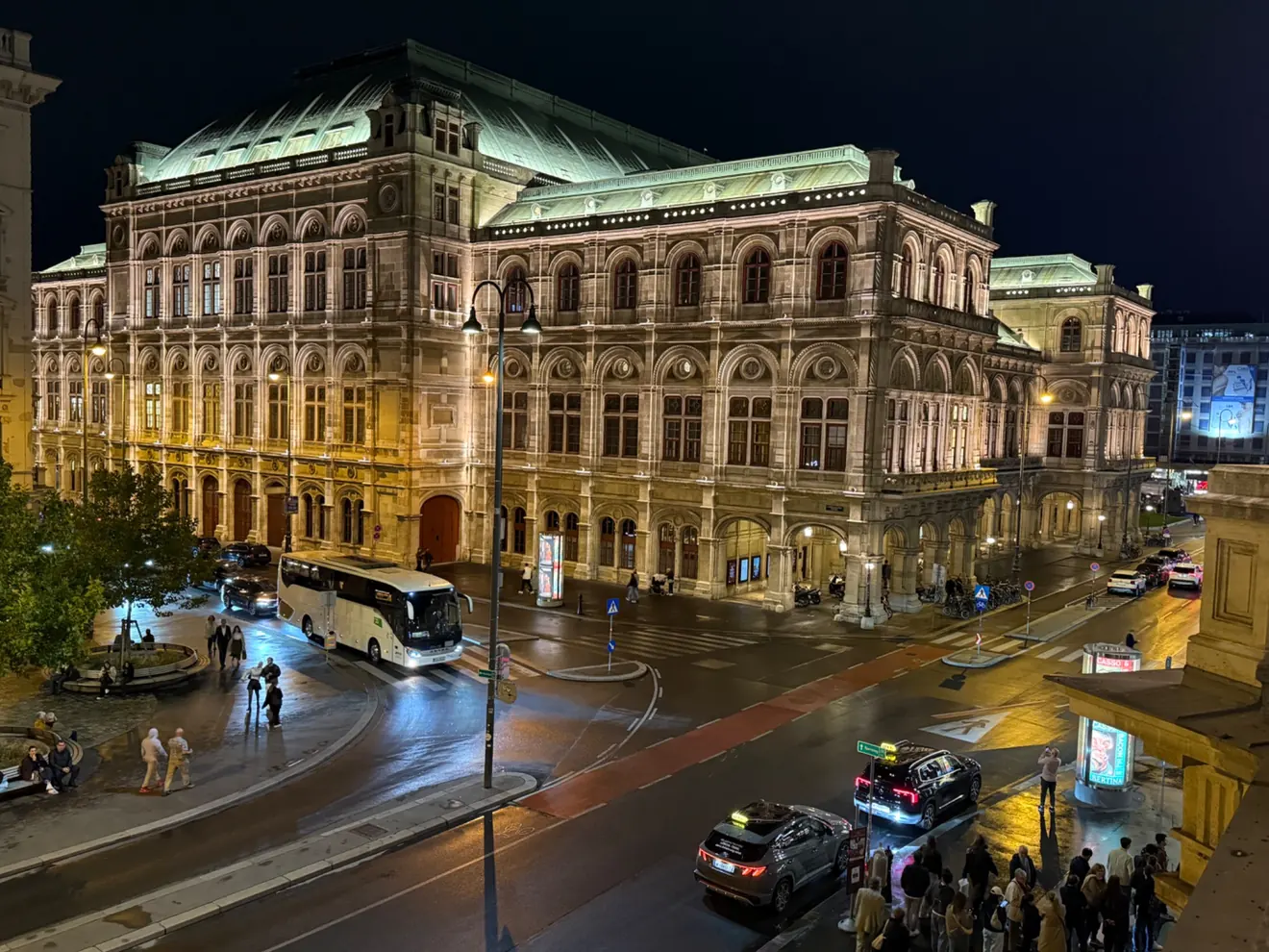 Vienna State Opera illuminated at night