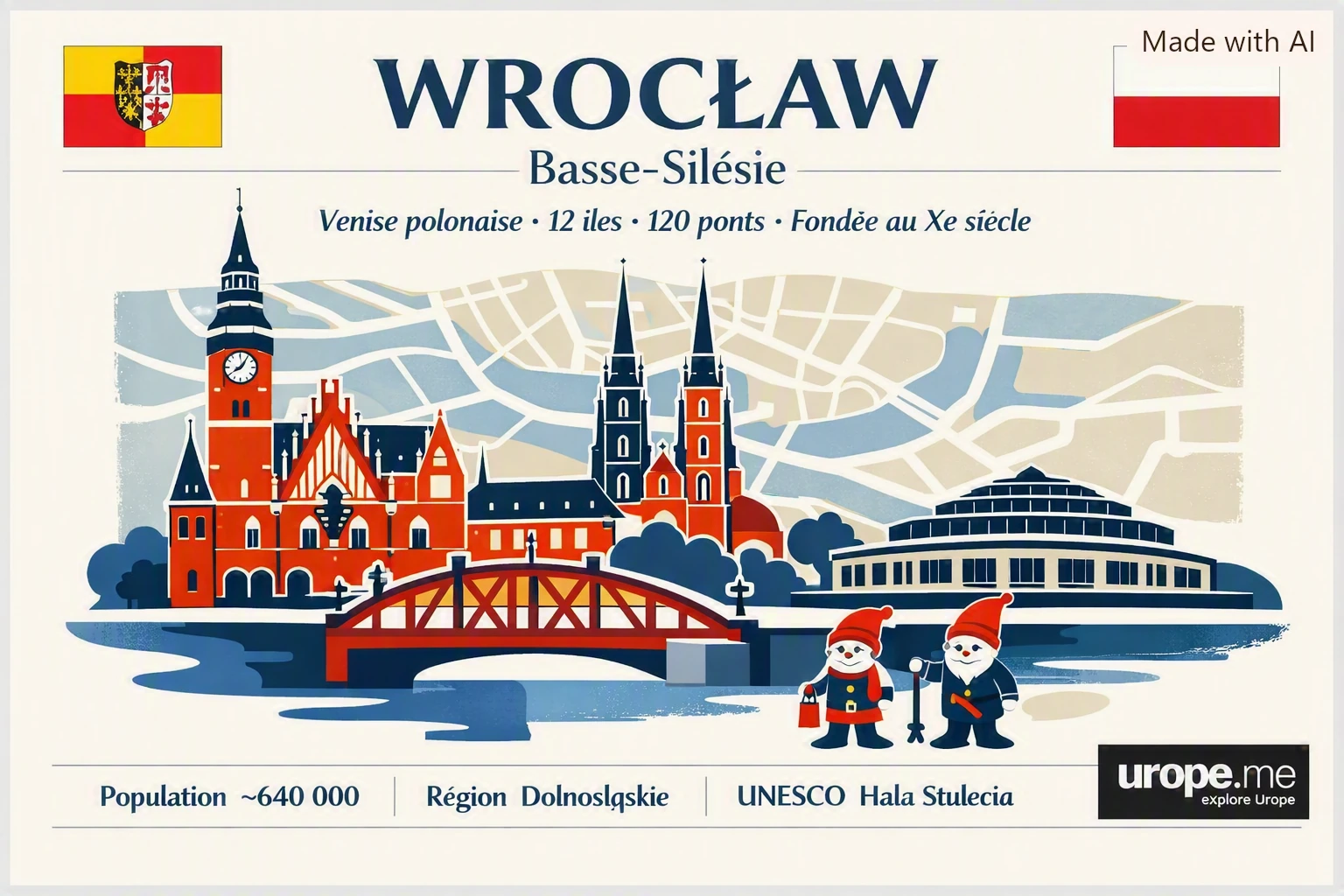 Stylised poster-style visual explainer for Wrocław